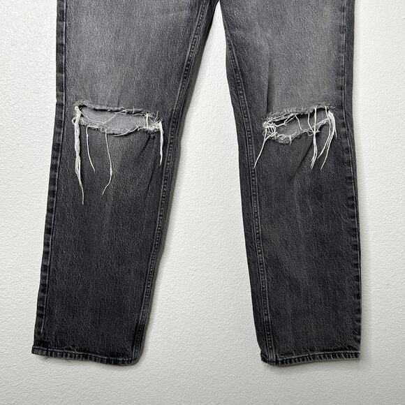 Good American Womens Darted Distressed High Waist Black Straight Jeans 8/29 - Picture 4 of 12